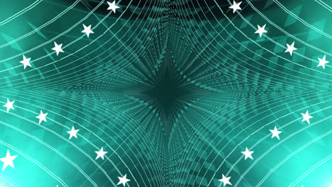 abstract aqua menthe moving background loop, elegant star tunnel style, for stage design, visual projection mapping, tv show, presentation, editors and vjs for led screens or fashion show
