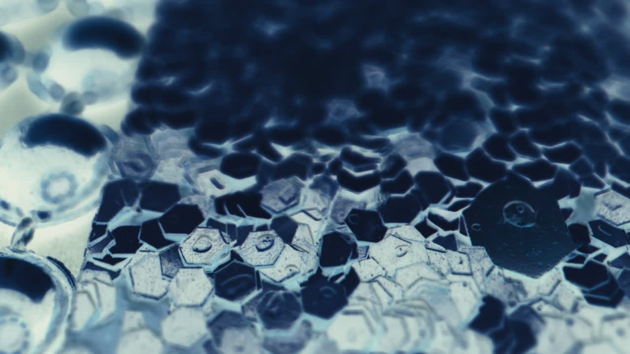 Close-up view of iridescent glitter and beads