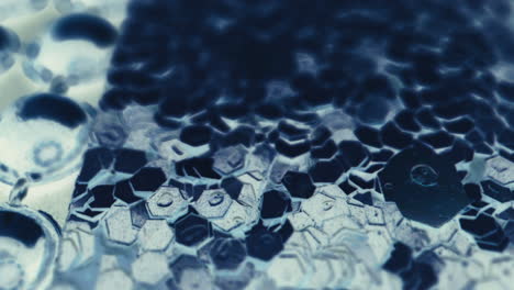 close-up view of iridescent glitter and beads