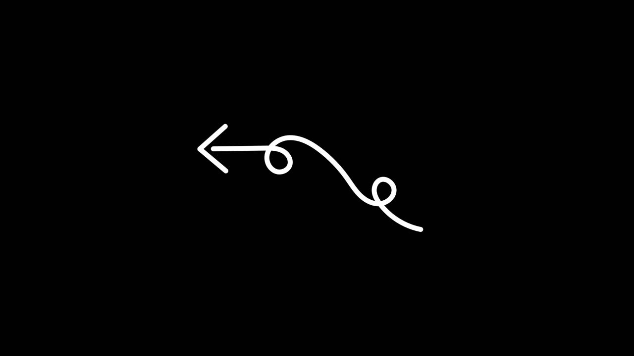 Animated Hand-Drawn Arrow Pointing Left on Black Background