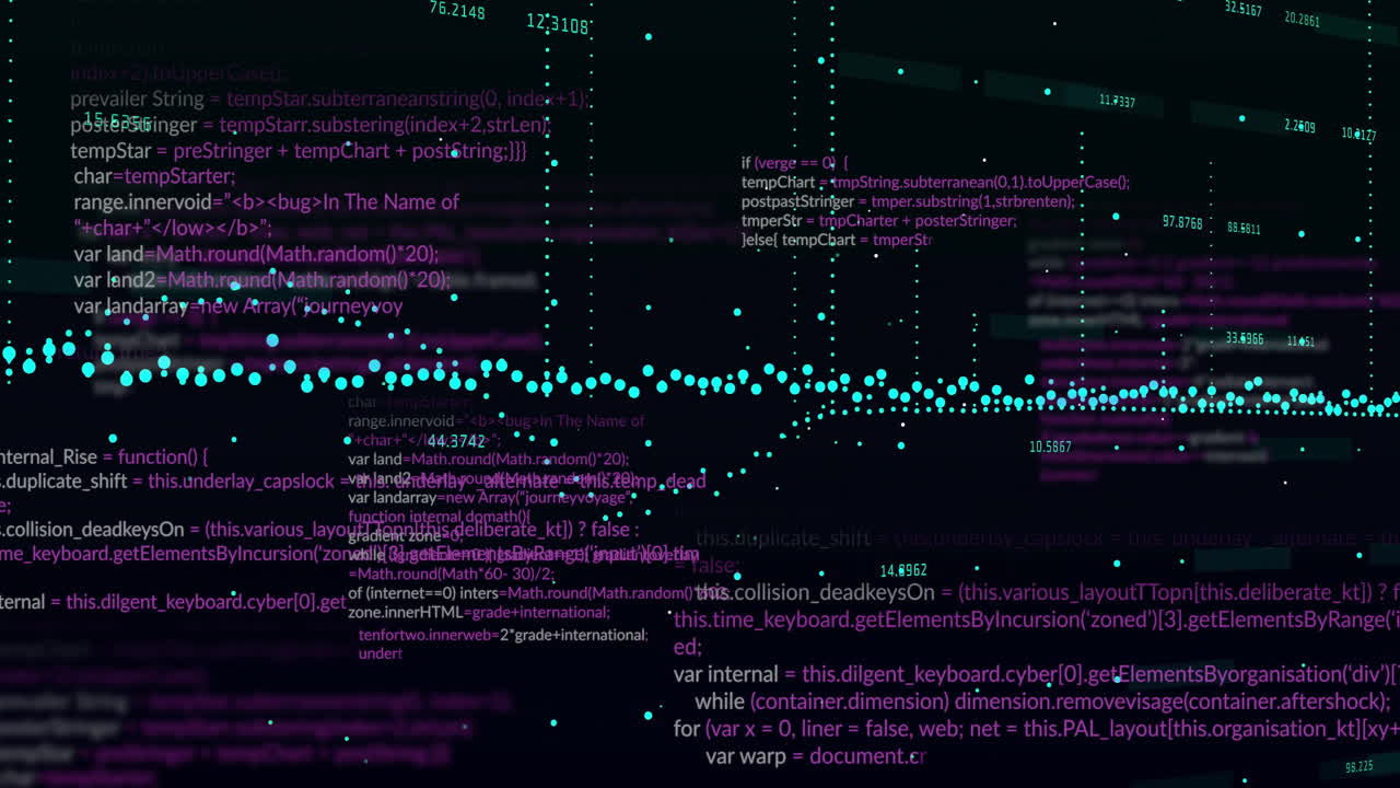 Animation of data processing on black background