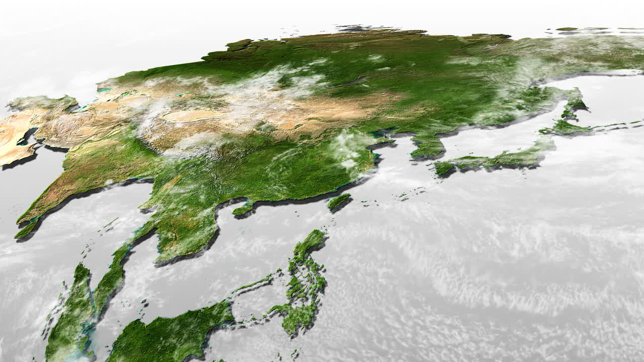 Satellite view of Asia