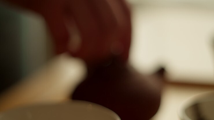 Close-up of a Brown Clay Teapot