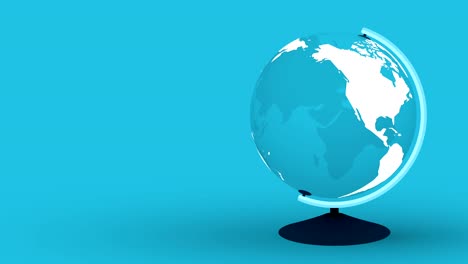 model of planet earth - blue globe with white world map on stand