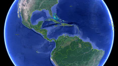 el salvador with flag. 3d earth in space - zoom in el salvador outer