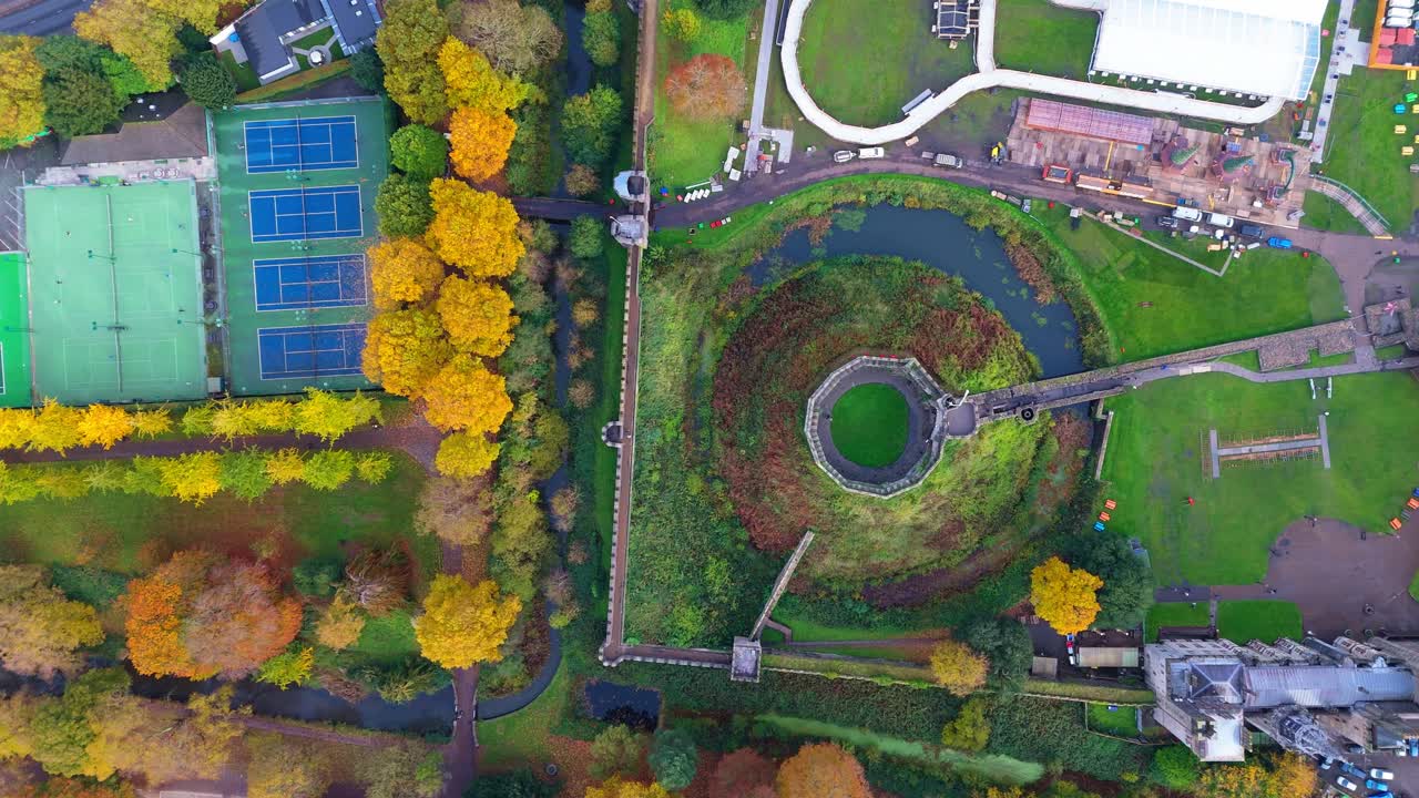 Birdseye view, Cardiff Castle, historic fortress, Norman stronghold