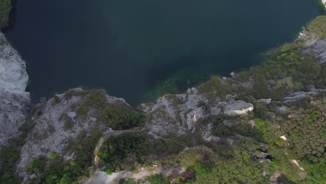 AERIAL-Over-Deep-Lake,-Chon-Buri,-Thailand