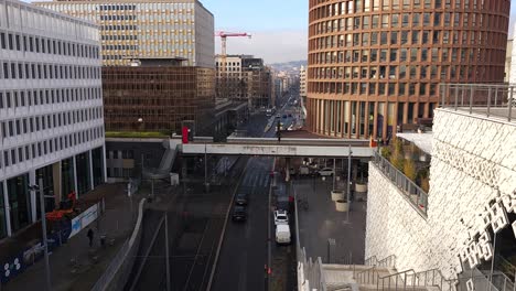 Architectural-Marvels,-Bridged-by-Tramway-Stations-and-Trade-Malls,-Shaping-the-Contemporary-Identity-of-Lyon,-France