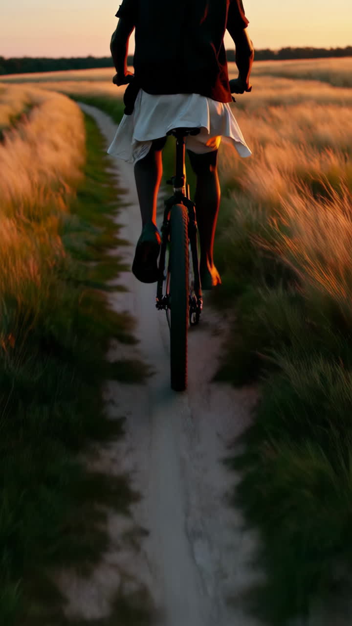 Sunset Cycling in a Wheat Field