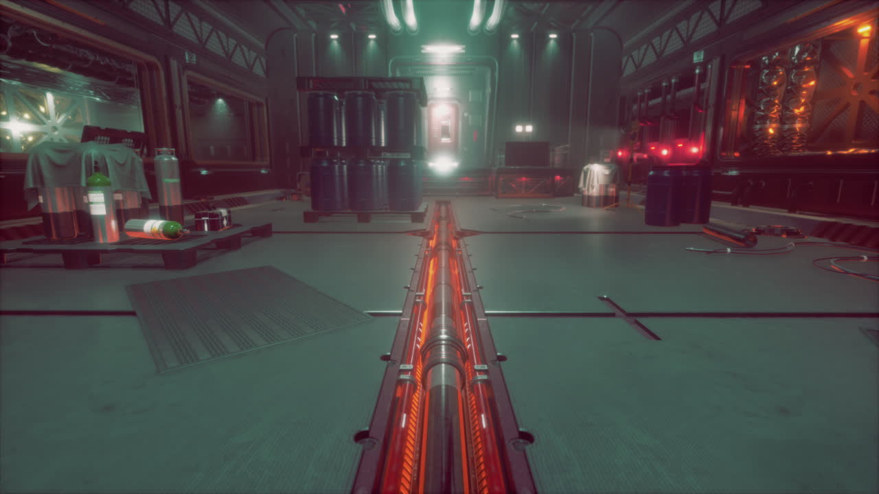 공상과학 우주선 복도 내부