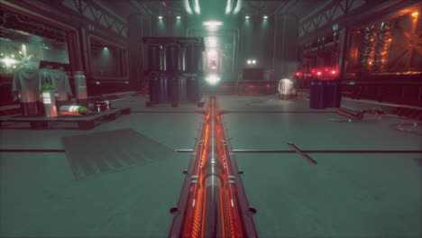 el interior del corredor de la nave espacial de ciencia ficción