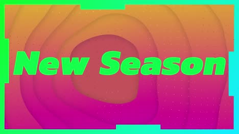 animation of new season text over shapes on pink background