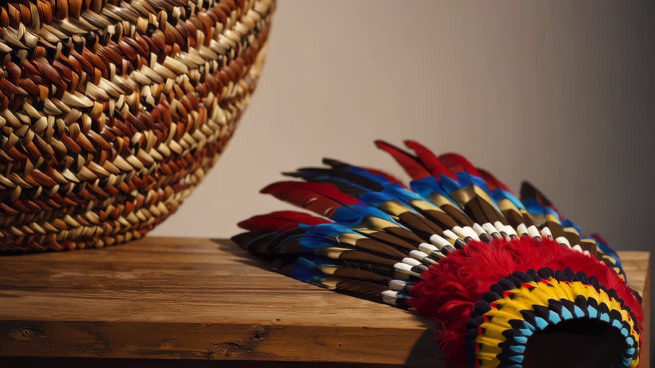 Native American Basket and Headdress
