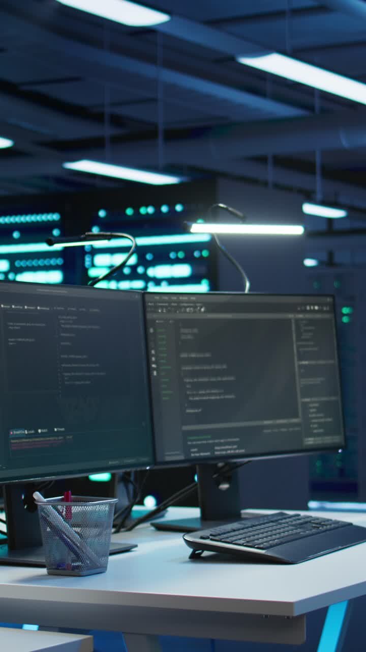 Programming Code on Monitors in a High-Tech Data Center