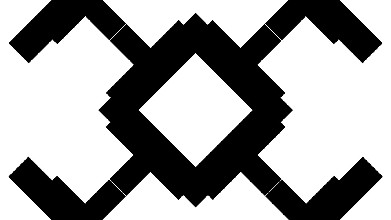Abstrakt geometrisk animation af udvidende og sammentrækkende hvide former på sort baggrund