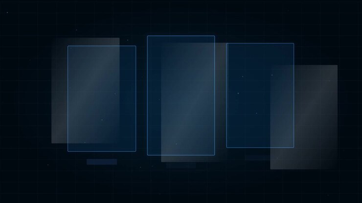 Interfaccia digitale astratta con cornici rettangolari fluttuanti