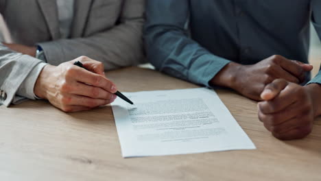 business, hands and writing signature on contract