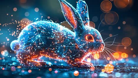digital glowing rabbit