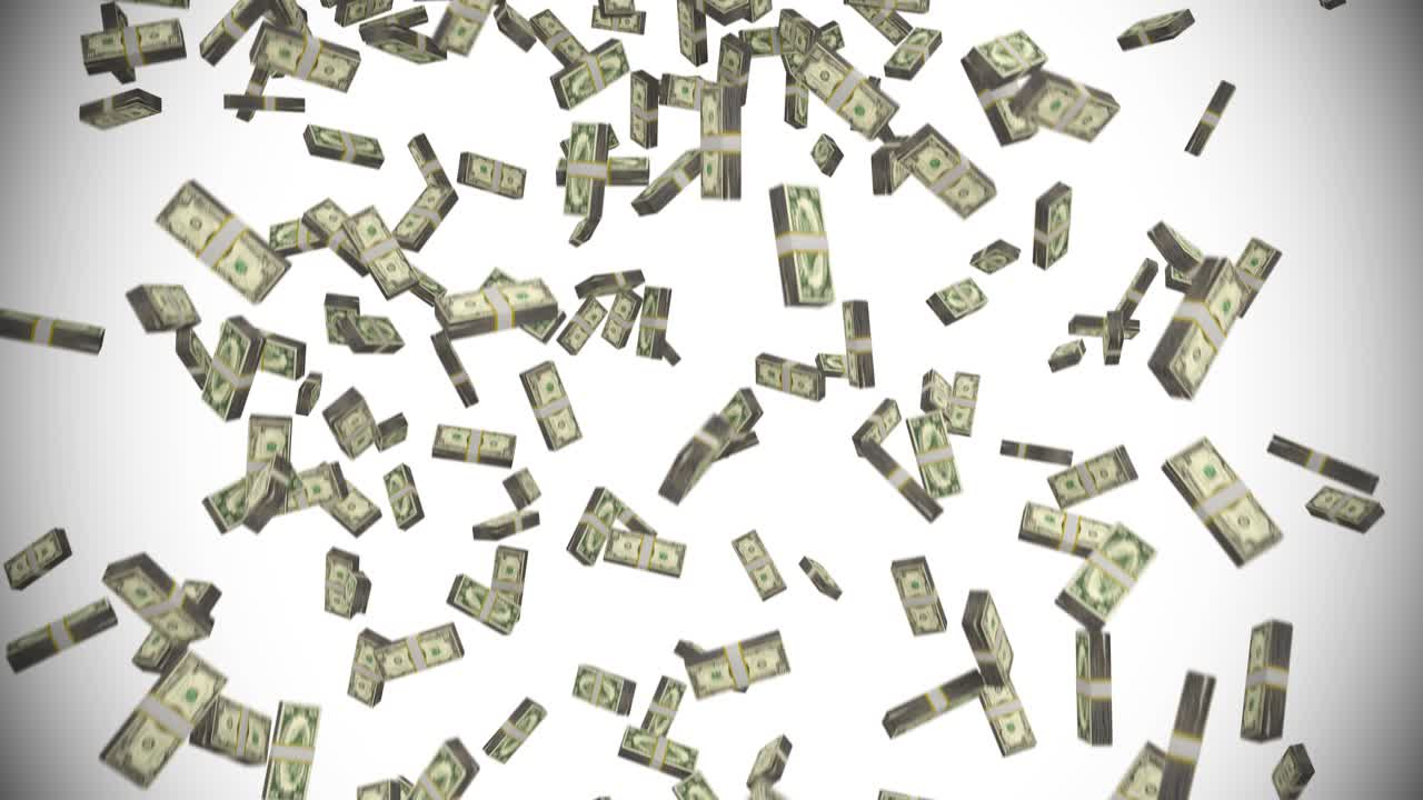 el dinero se acumula paquetes de dólares cayendo ganancias financieras de los ee.uu. impuesto de moneda estadounidense