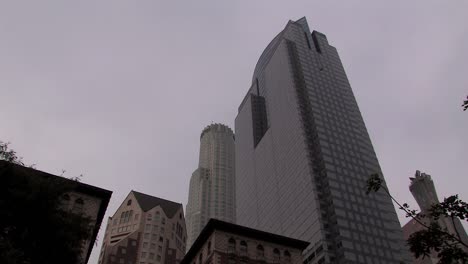 skyscrapers in downtown los angeles on a cloudy day, california, usa