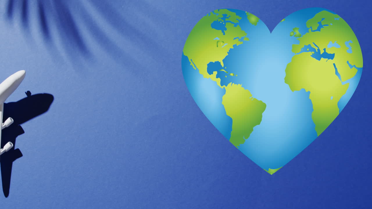 animación del corazón del globo sobre la sombra de las hojas y el plano.