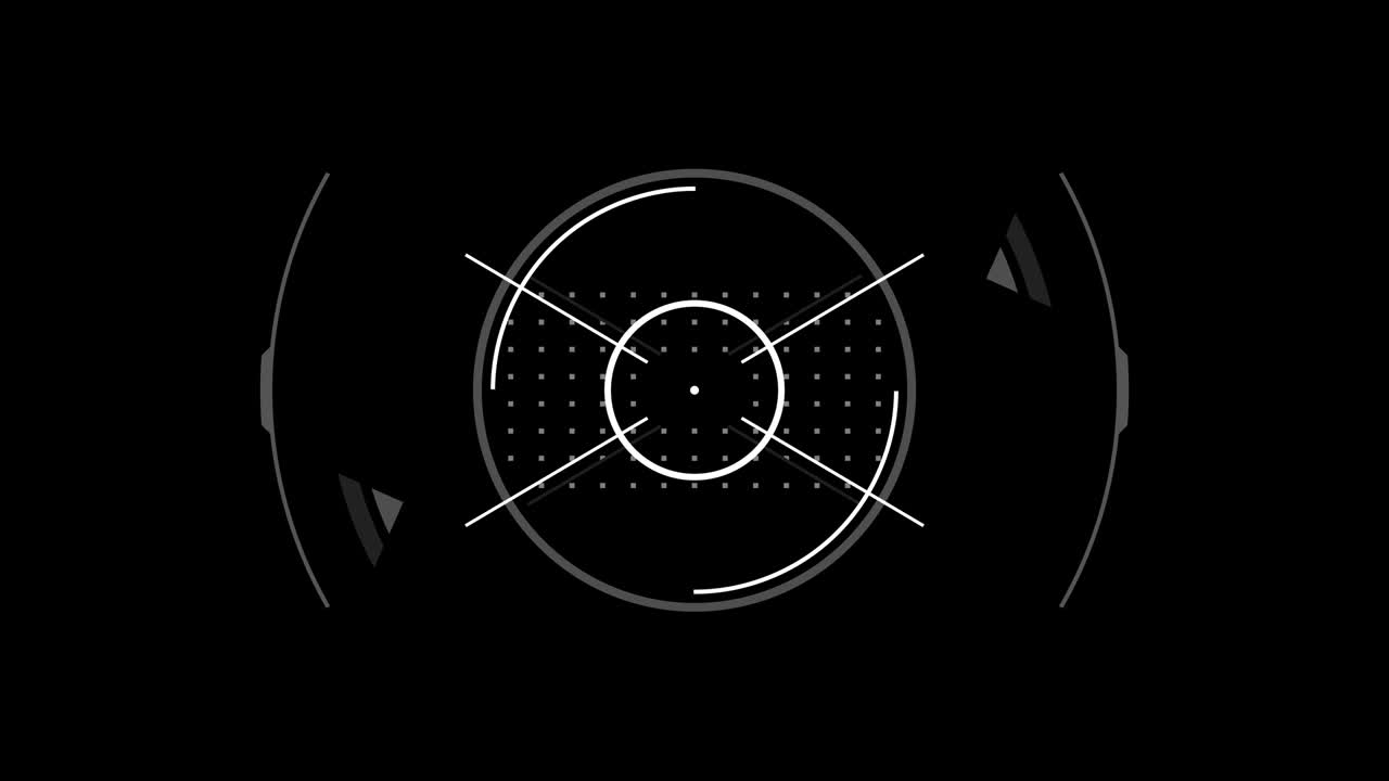 tecnología hud objetivo futurista en fondo negro bucle sin costuras