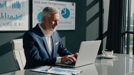 businessman working on laptop in office