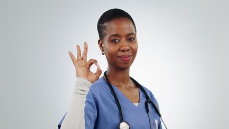 Perfect,-sign-and-portrait-of-black-woman-doctor