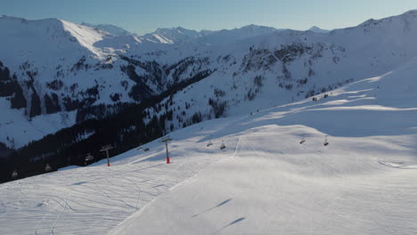 scenic ski resort during winter in saalbach-hinterglemm, austria - aerial shot