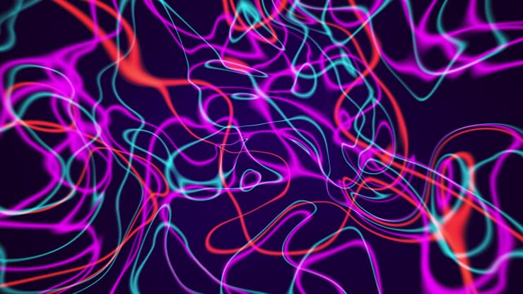 Sfondo astratto con linee al neon, animazione psichedelica in loop 4K