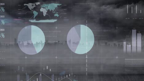 Animation-Der-Statistischen-Datenverarbeitung-über-Ein-Gitternetz-Im-Vergleich-Zur-Luftaufnahme-Des-Stadtbildes