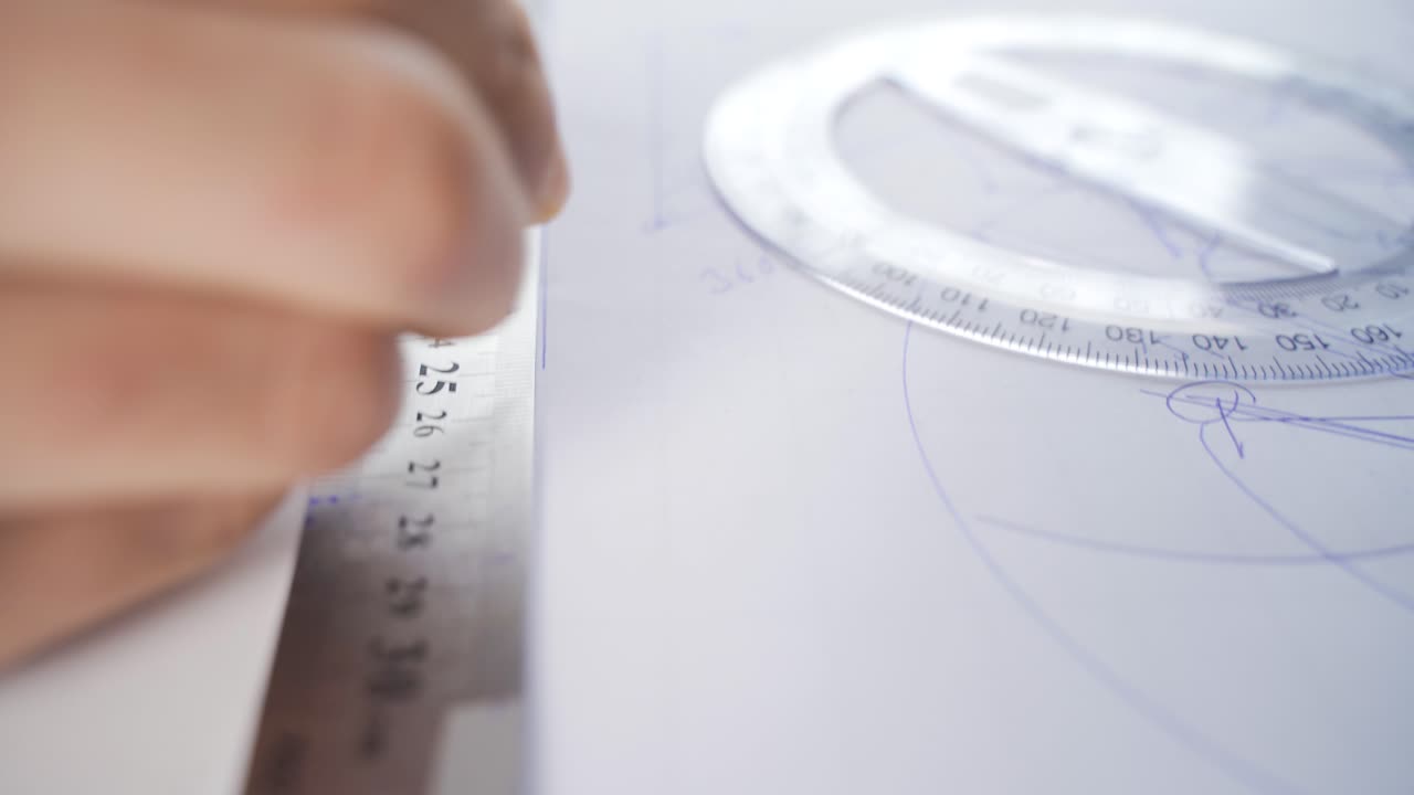 건축가 그림. 건축가 디자이너 그림 계획 클로즈업.