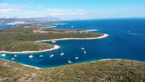 aerial seascape of famous sailing destination in croatia, paklinski island hvar summer scenery in europe, mediterranean