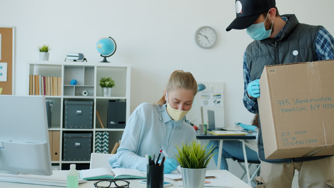 Delivery of a Package in a Modern Office