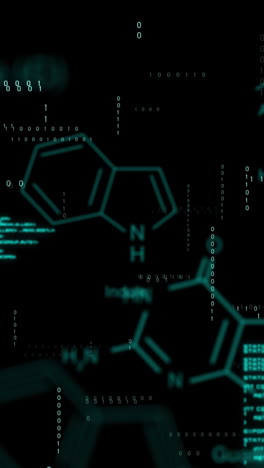 animación del procesamiento de datos sobre un fondo negro