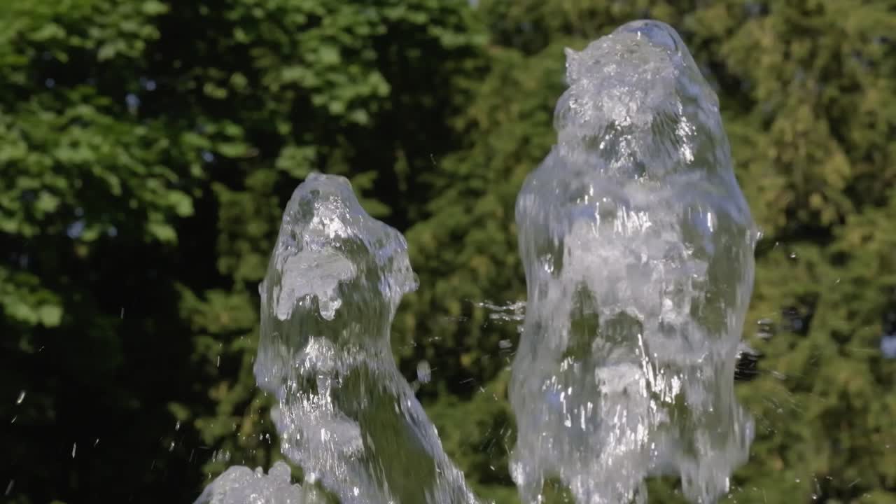 Water splashes out of fountain