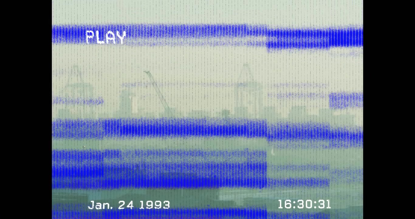 Animation of white lines moving and interference on playback interface screen on screen