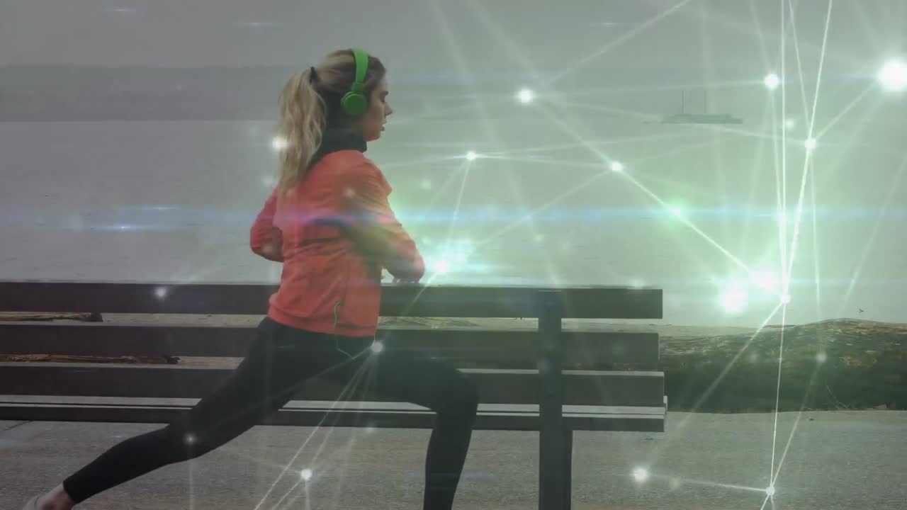 animación de la red de conexiones y procesamiento de datos sobre el ejercicio de la mujer