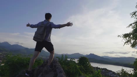 man enjoying a mountain view