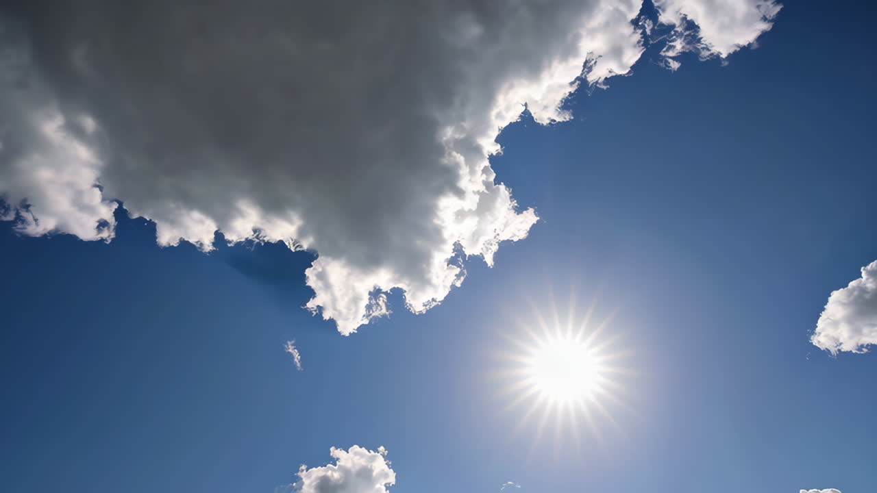 Beautiful Blue Sky with Clouds and Sun