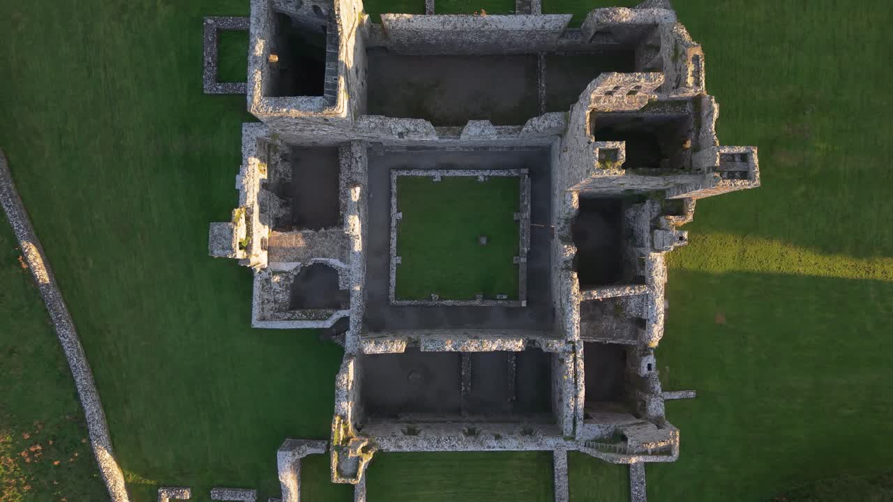 Top-Down Aerial View of Fore Abbey Ruins Layout in County Westmeath Ireland
