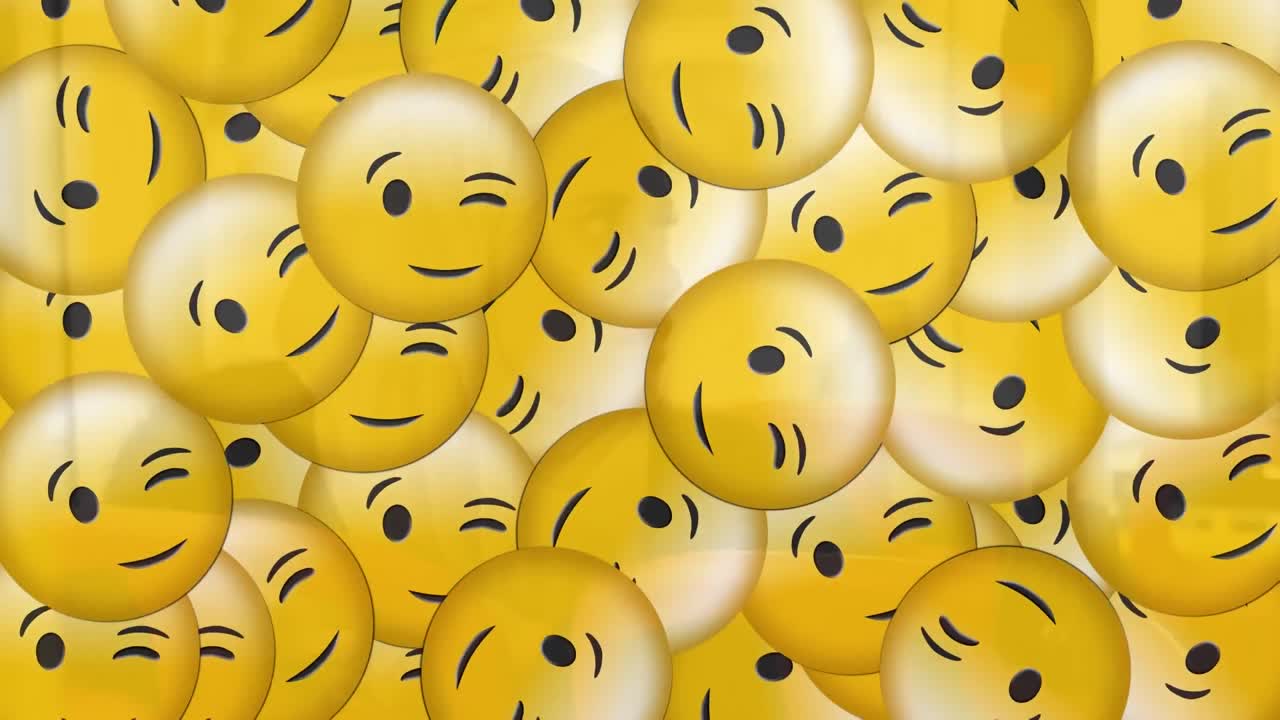 Animace padajících emotikonů nad ženou v hidžábu