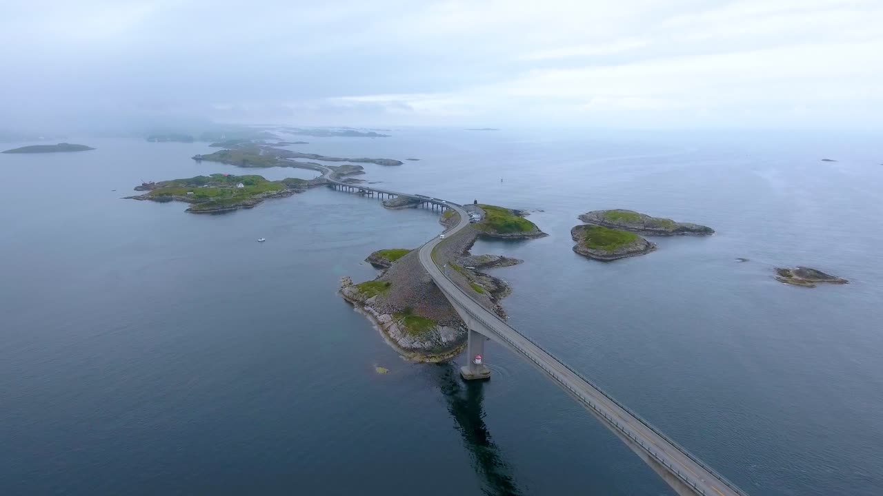 대서양 도로 항공 영상 노르웨이