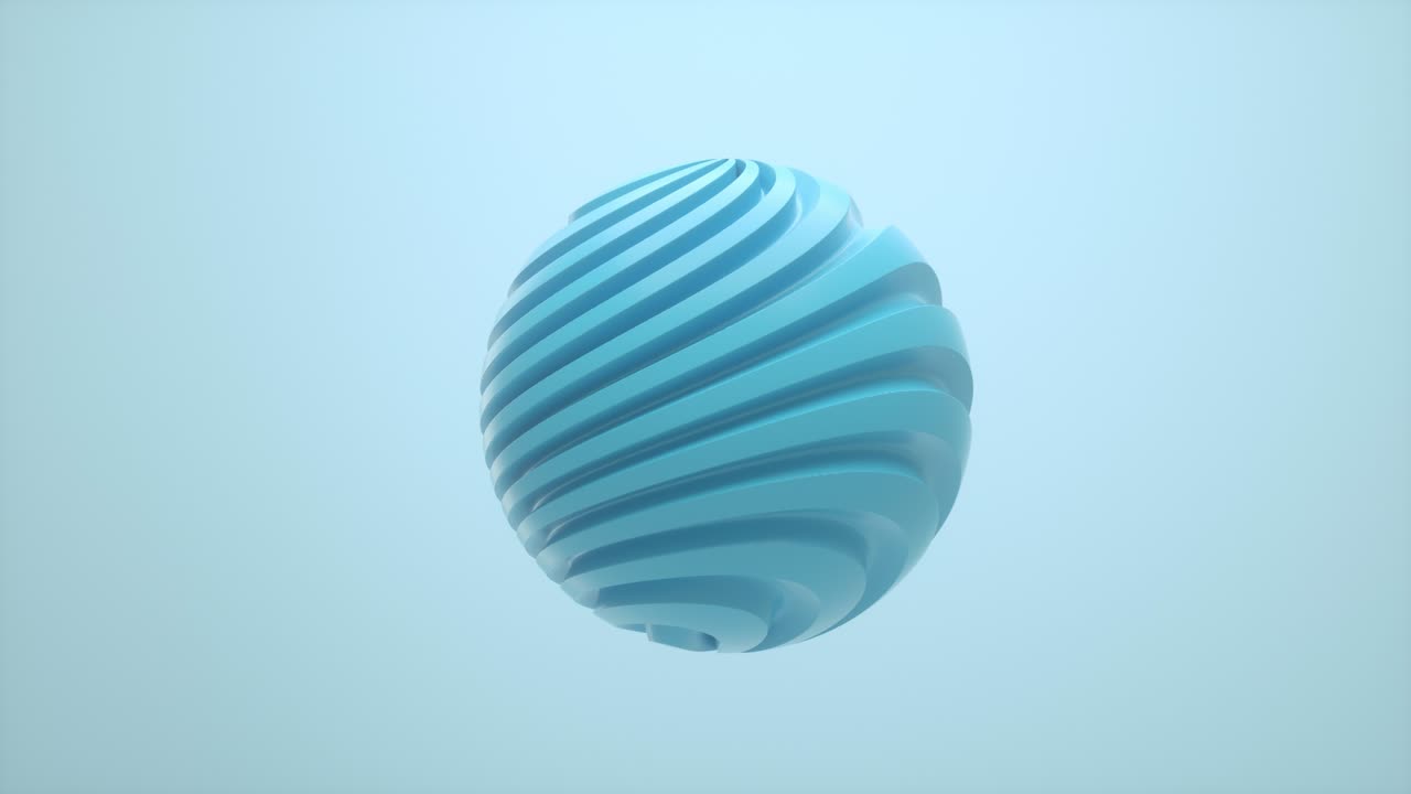 niebieski kształt 3d falista sfera izolowana na kolorowym tle. trend design 3d render nieskończona pętla