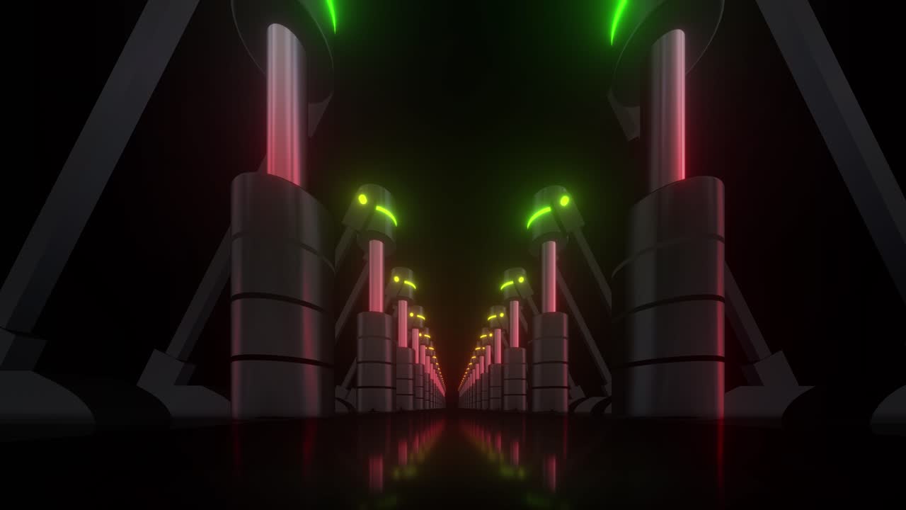 Futuristic Neon Tunnel 3D Rendering