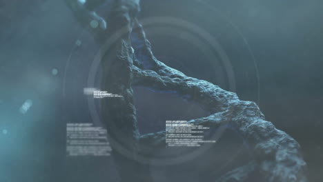 animation of digital data processing over dna strand