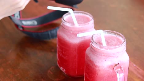 watermelon juice in mason jars