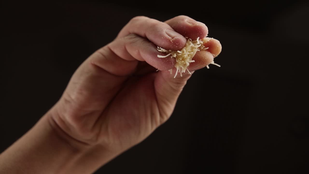 손으로 은 치즈를 들고