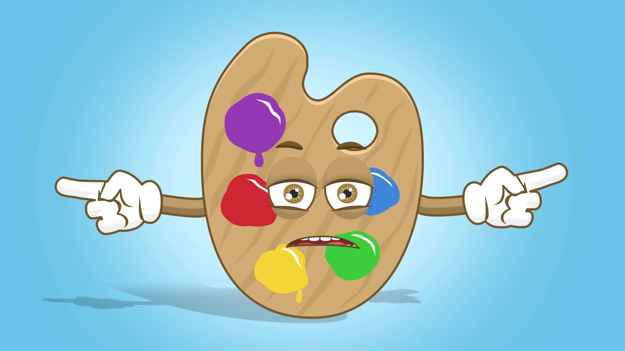 만화 예술가 색상 패 얼굴 애니메이션 알파 매트와 함께 불행한 이중 포인터