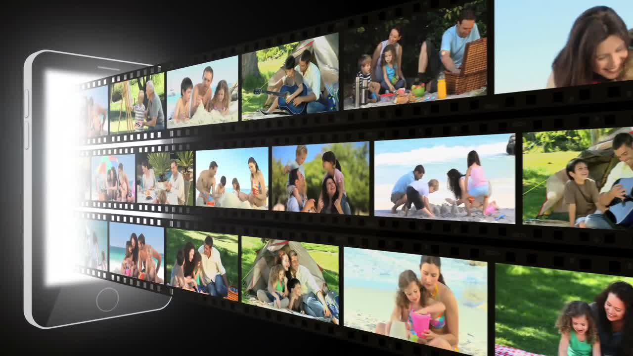 montaje de momentos familiares al aire libre